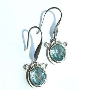 NEW sterling silver blue topaz dangle earrings